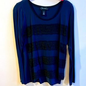 White House Black Market Long-sleeved top Navy with black lace. Size Small